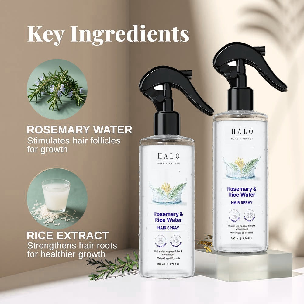 Key ingredients: rosemary water stimulates hair follicles, rice extract strengthens hair roots