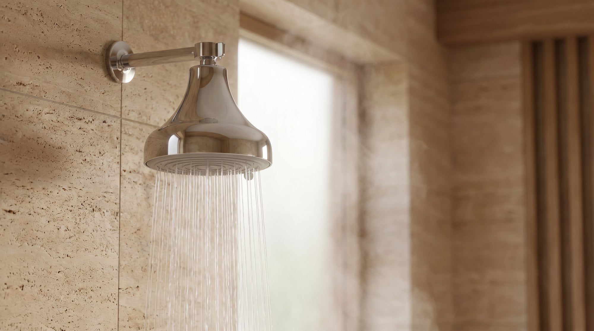 The Halo filtered showerhead installed, water running